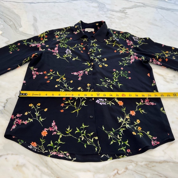 L’AGENCE BLACK FLORAL SILK SHIRT SIZE MEDIUM NWOTS! - Picture 7 of 12